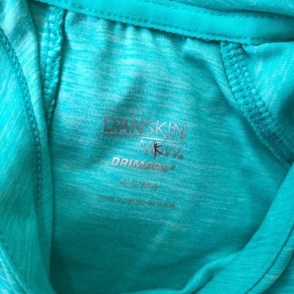 Danskin Long Sleeved Hooded Shirt Green Blue Small Pullover - Picture 7 of 9